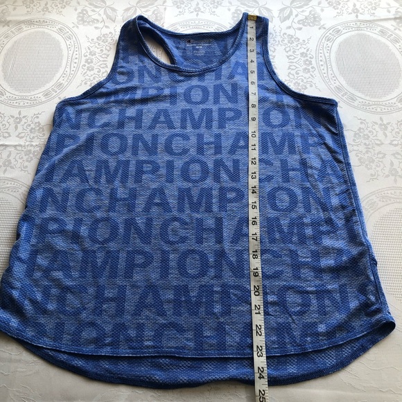Champion Women’s Size M Monogrammed Logo Blue Tank-Top Athletic Race-Back Shirt - Picture 10 of 16